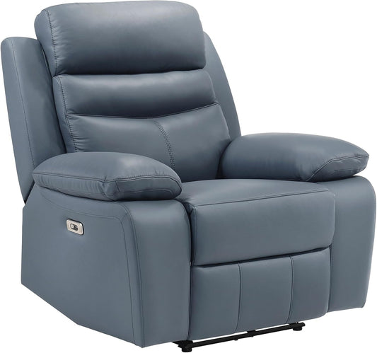 Recliner Chair Living Room Leather Reclining Sofa Chair, Home Theater Seating, Wall Hugger Recliner, Power Recliner Sofa Chair for Living Room/Office/Apartment, Blue-0