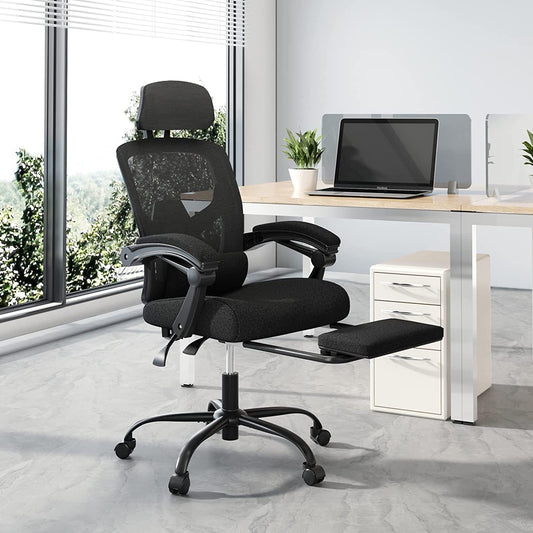 Ergonomic Reclining Mesh Office Chair with Accessories-0