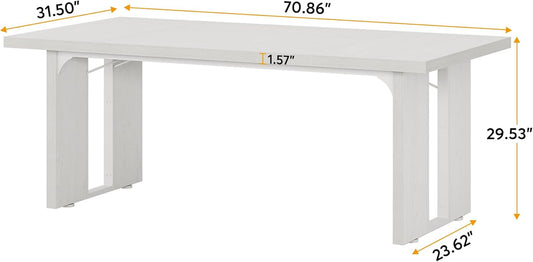 71" Large Dining Table for 6 to 8 People, Rustic Farmhouse Style Dinner Table, Rectangular Dining Table for Kitchen, Dining Room & Living Room-1