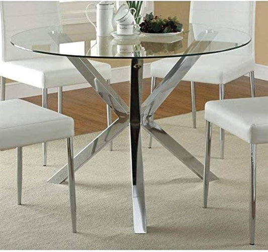 COASTER Vance Contemporary Glass Top round Dining Table-0