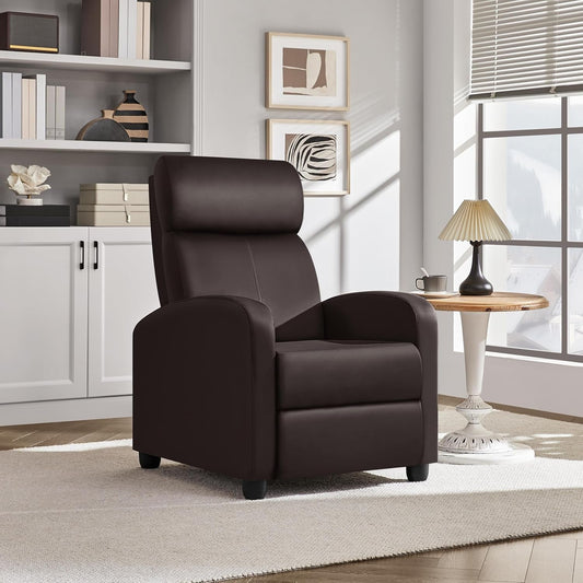 Recliner Chair Faux Leather Recliner Sofa Adjustable Modern Recliner Seat Club Chair Home Theater Seating Brown-0