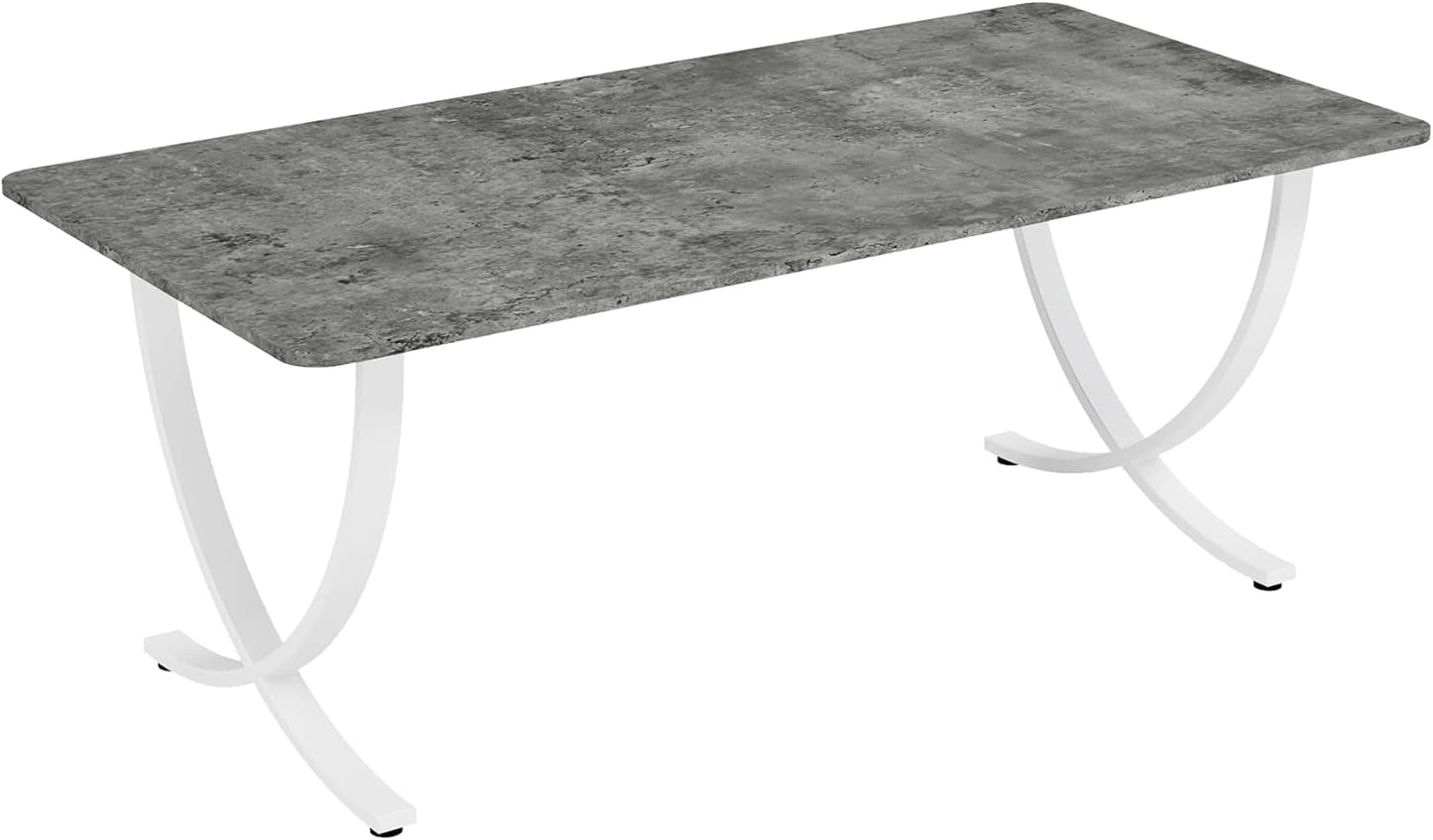 Executive Desk, 63” W X 31.5” D Large Office Desk, Modern Computer Desk Conference Table Meeting Room Table, Business Furniture for Home Office, Gray and White-4