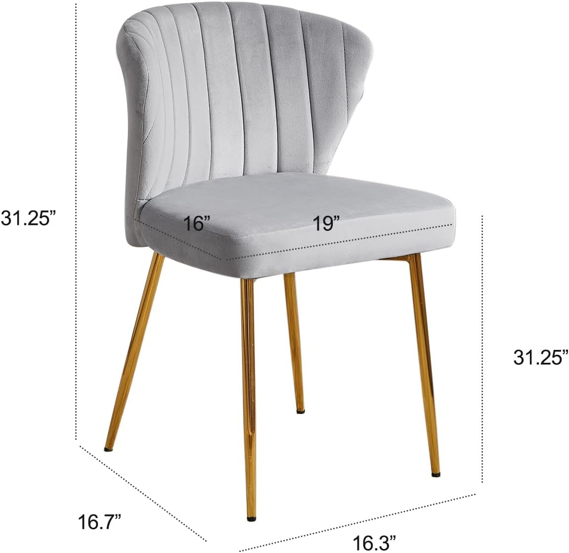 Velvet Dining Chairs Set of 4, Modern Dining Chairs with Golden Metal Legs, Tufted Upholstered Dining Chairs for Dining Room/Kitchen/Vanity, Grey-1
