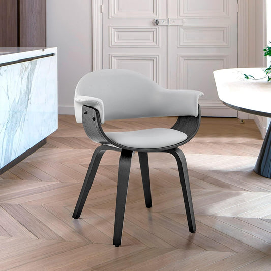 Adalyn Faux Leather and Wood Dining Room Accent Chair, Gray/Black 19D X 25W X 30H In-1