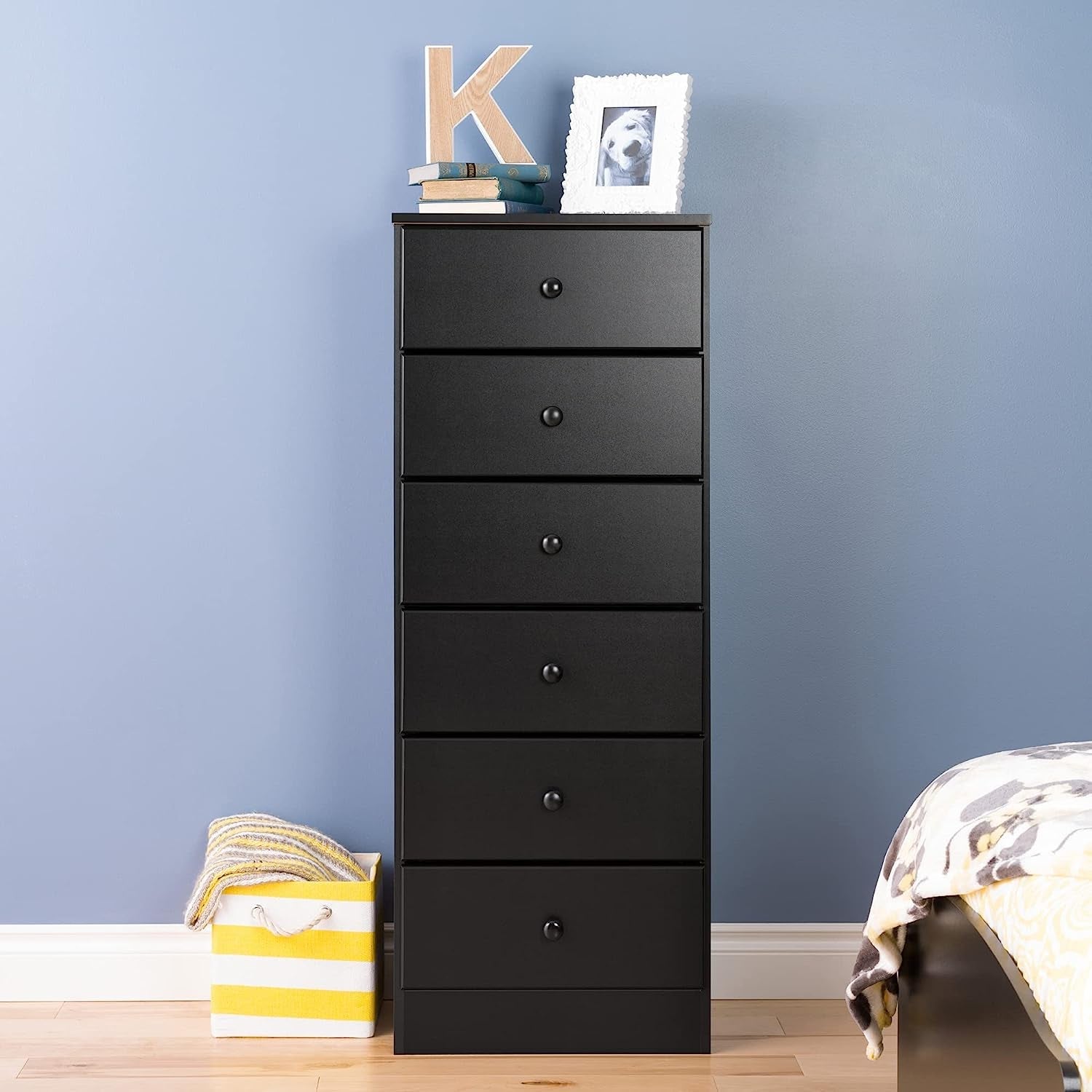 Black Astrid 6 Drawer Tall Chest for Bedroom-3