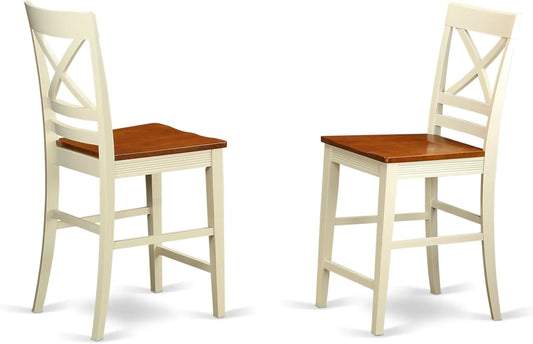 Quincy Counter Barstool-Pub Height Dining Chairs, Set of 2, Buttermilk & Cherry-0