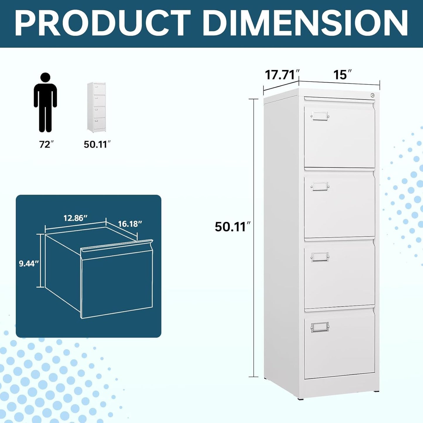 White 4 Drawer Vertical Locking File Cabinet-2