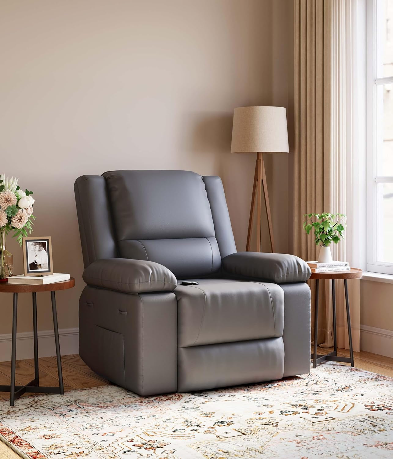Oversized Wide Power Lift Recliner Chair - Heat and Massage, Adjustable Back and Legs, PU Leather Electric Lift Chair Designed for the Elderly and People with Mobility Impaired-1