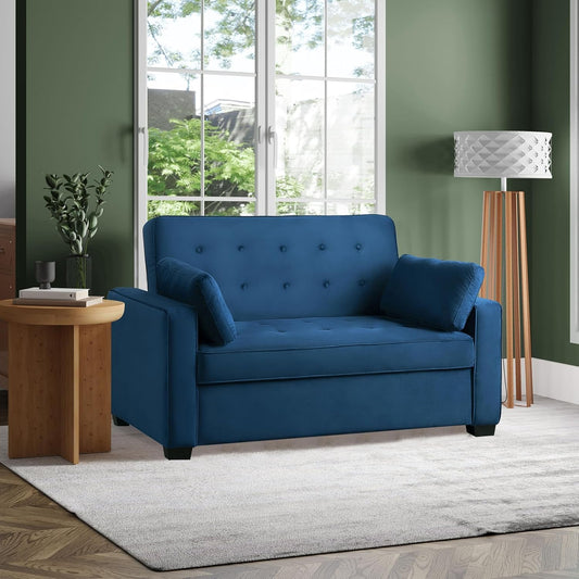 Ainsley Full Size Convertible Loveseat, Navy Blue-0