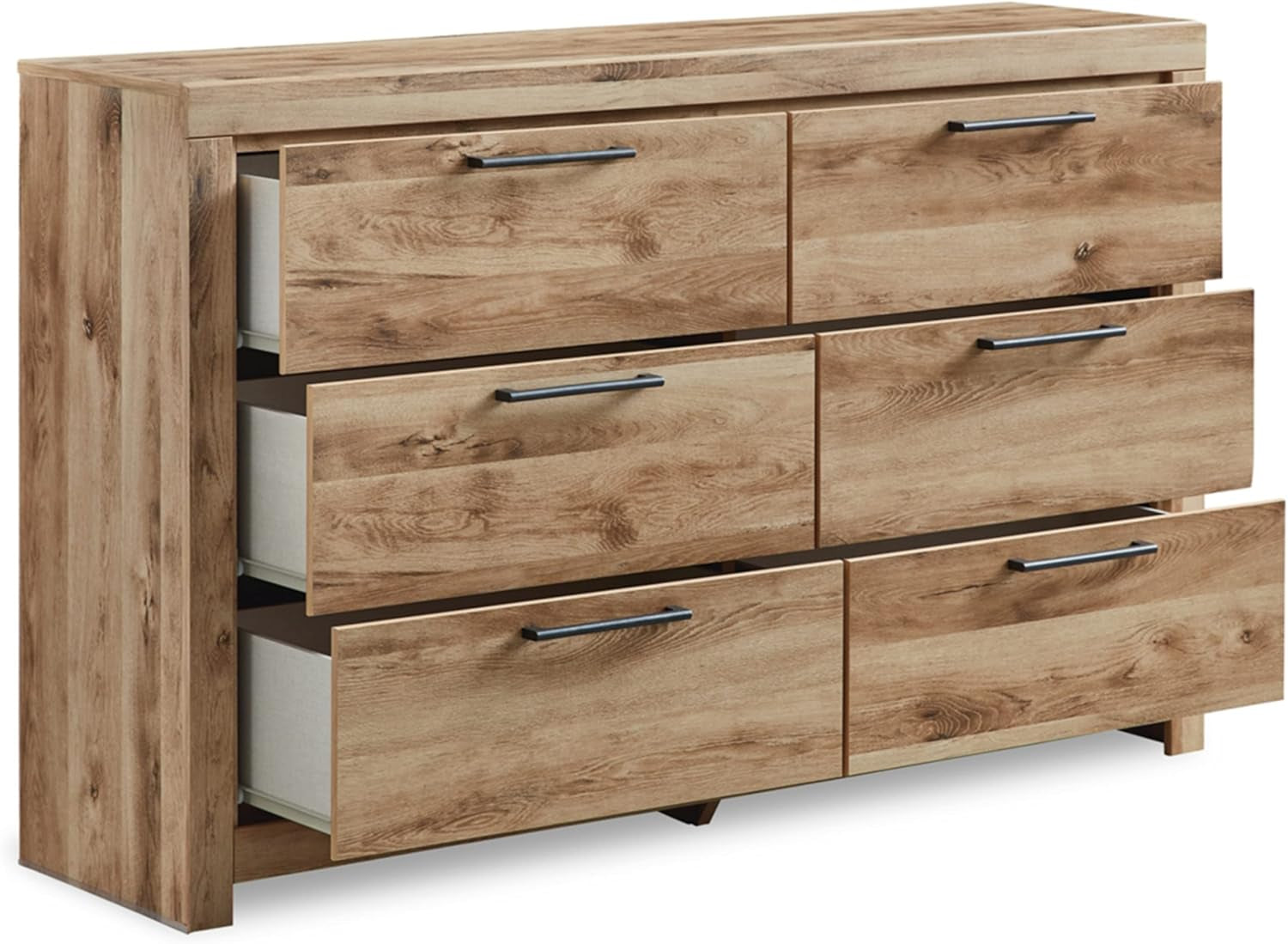 Hyanna Mid-Century Modern 6 Drawer Dresser, Light Brown & Beige-3
