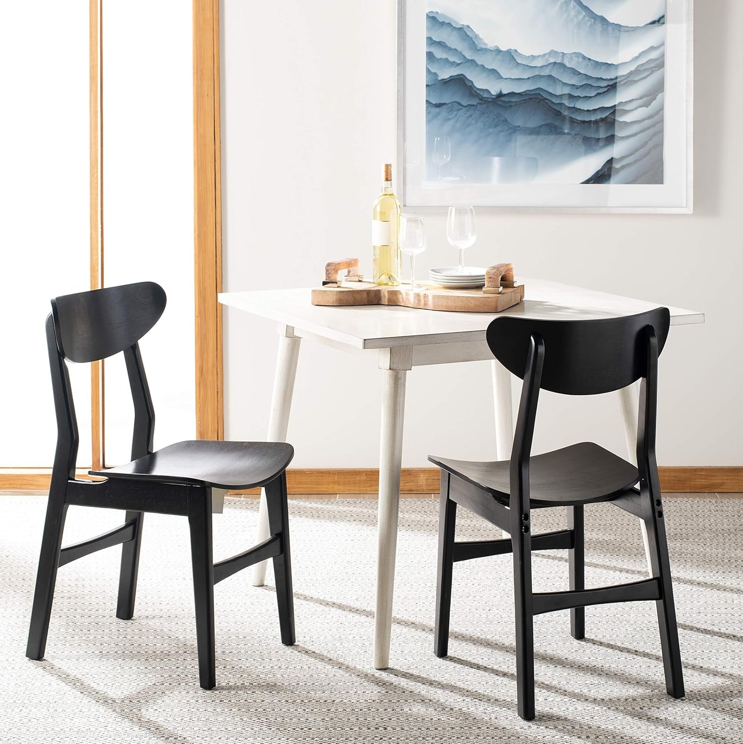 Home Lucca Retro Black Dining Chair, Wood, Set of 2-3