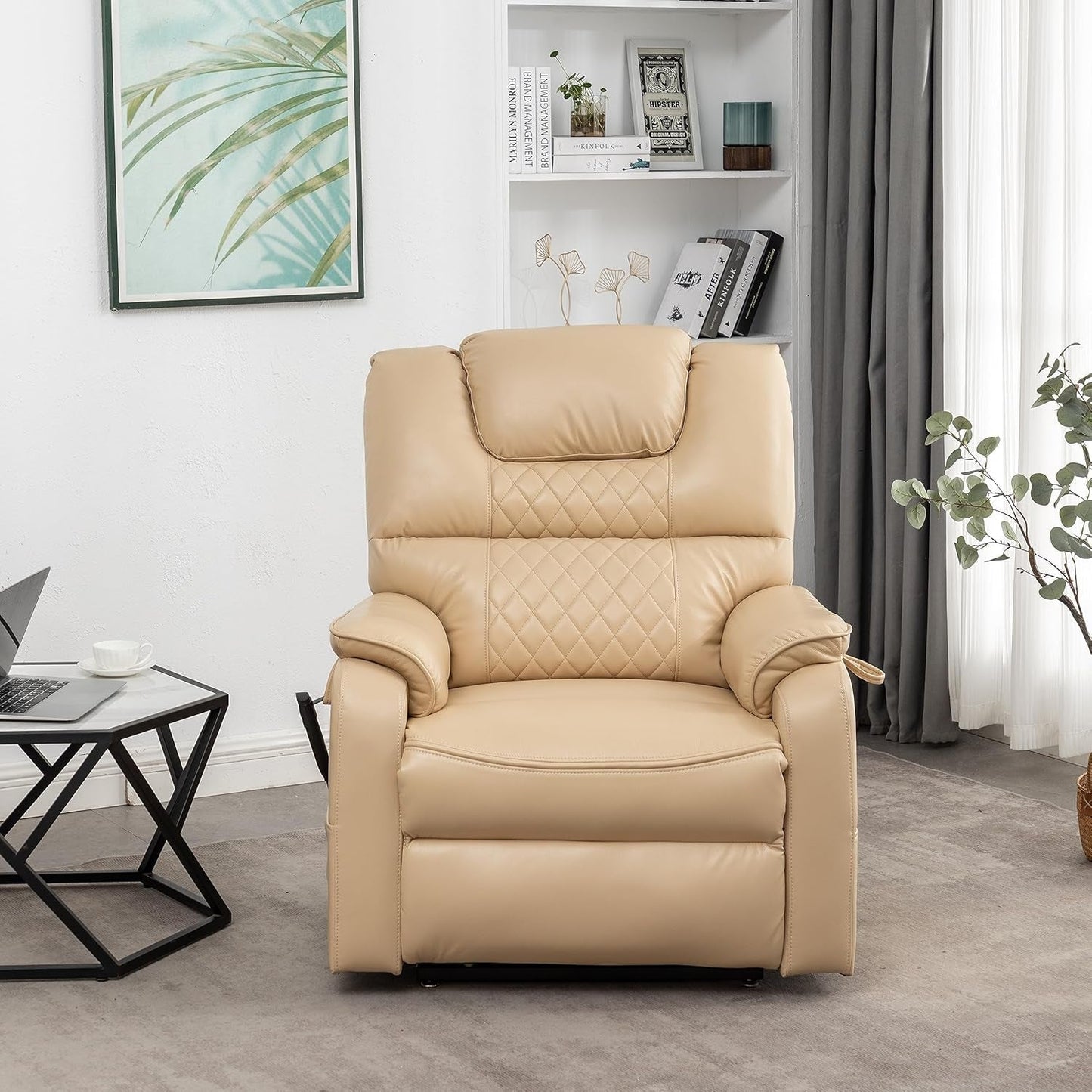 Oversized Lay Flat 180-Degree Electric Power Lift Recliner Chair for Elderly W/Massage and Heat, Infinite Positions Adjustable 2 Remote Controllers Faux Leather Upholstered Recliner&Armchair-4