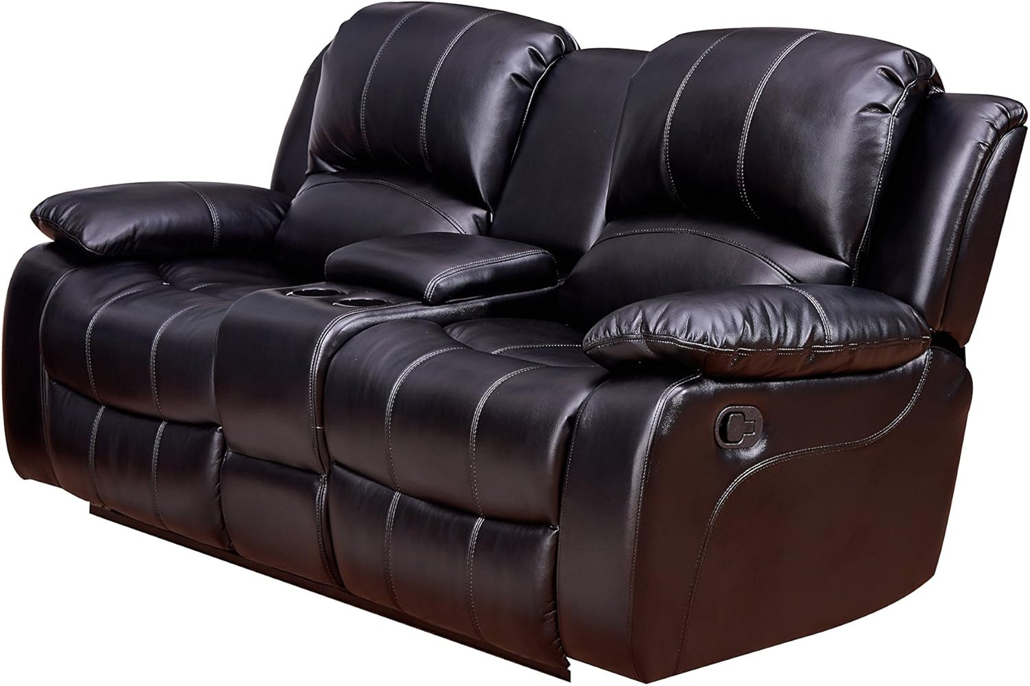 2PC Bonded Leather Recliner Set, Sofa, Loveseat, 8018, Black-4