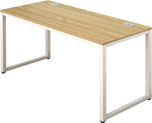 White Frame Oak Top 55-Inch Desk-0
