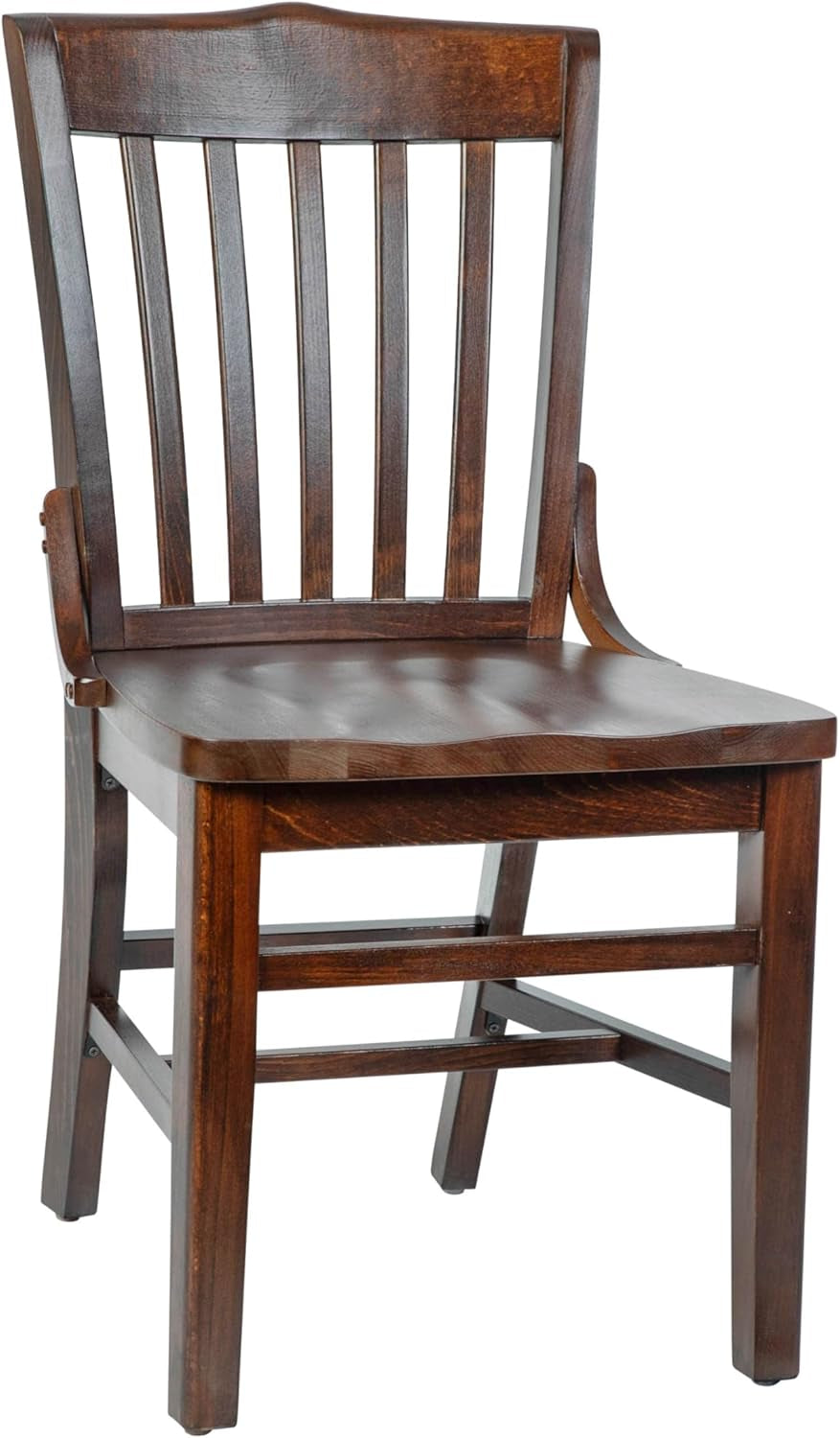 Hercules Series School House Back Mahogany Wood Dining Chair, Traditional Elegant Wood Restaurant Chair, Walnut Wood-0