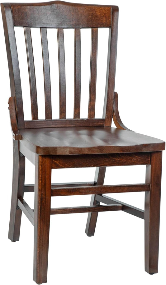 Hercules Series School House Back Mahogany Wood Dining Chair, Traditional Elegant Wood Restaurant Chair, Walnut Wood-0