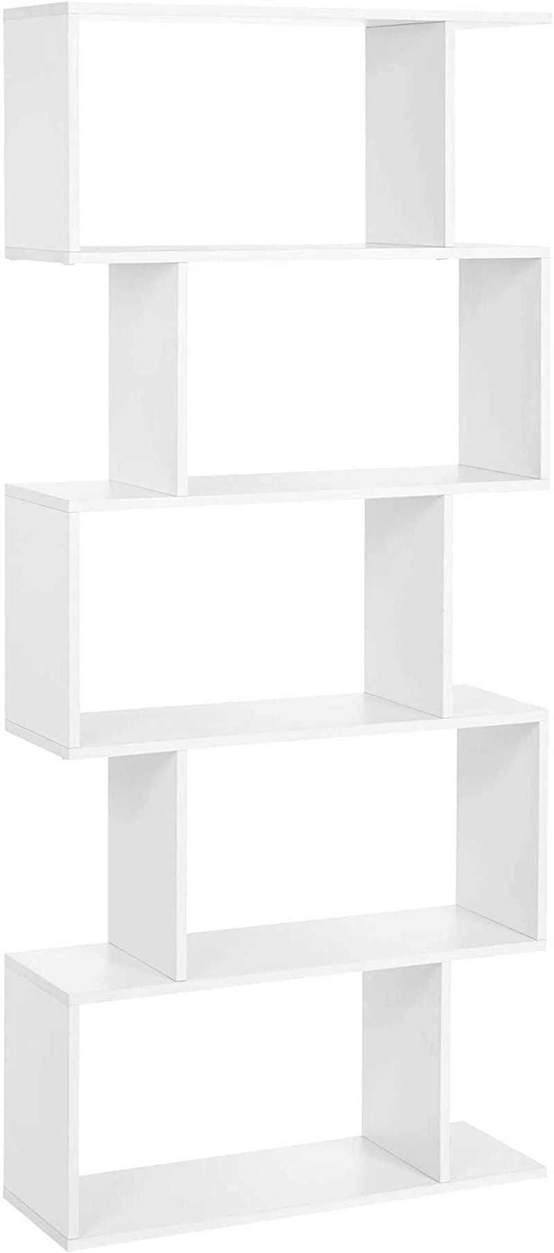 Tree-Shaped Bookcase with 13 Shelves and 5-Tier Freestanding Bookshelf, White Storage Shelving-4