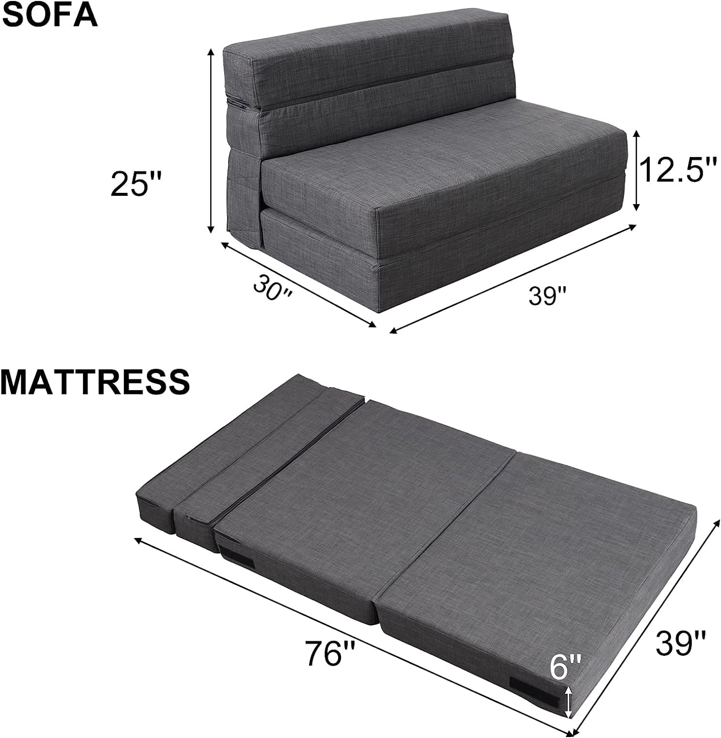 Memory Foam Sofa Bed with Washable Cover-2