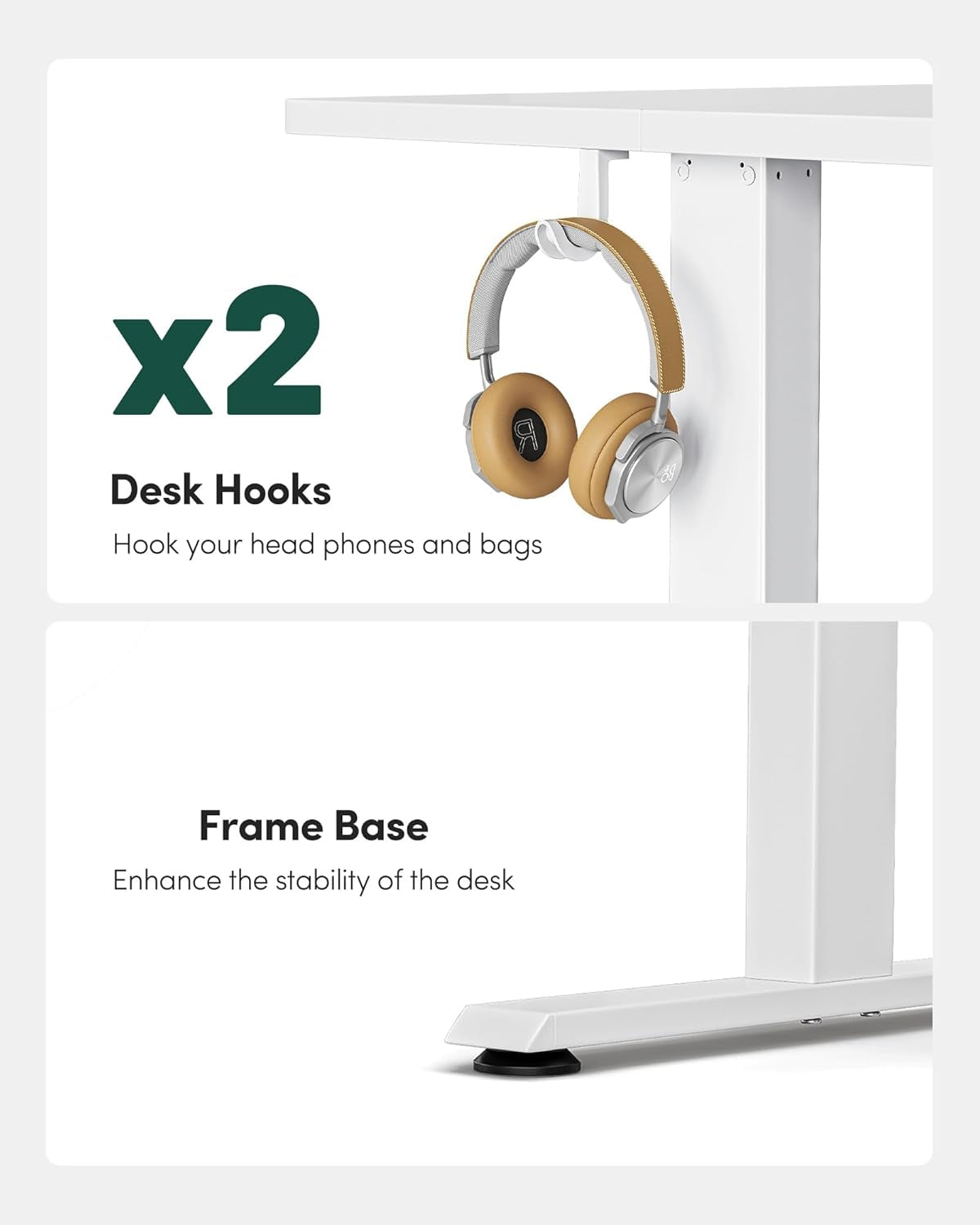 Electric Standing Desk, Height Adjustable Stand up Desk, 55 X 24 Inches Sit Stand Home Office Desk, Computer Desk, White-4