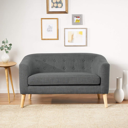 Grey Mid-Century Loveseat: Modern, Stylish Design-0
