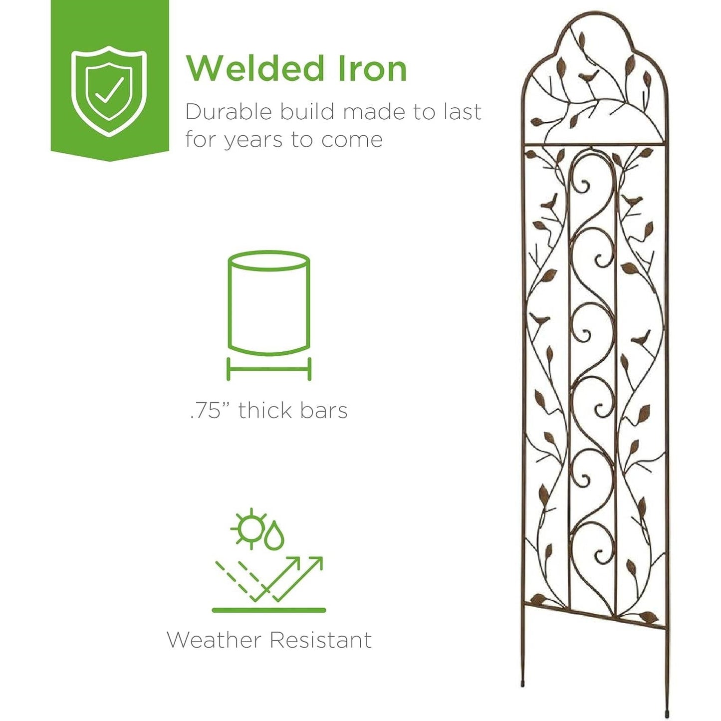60-inch Tall Outdoor Iron Garden Trellis in Bronze Metal Finish-3