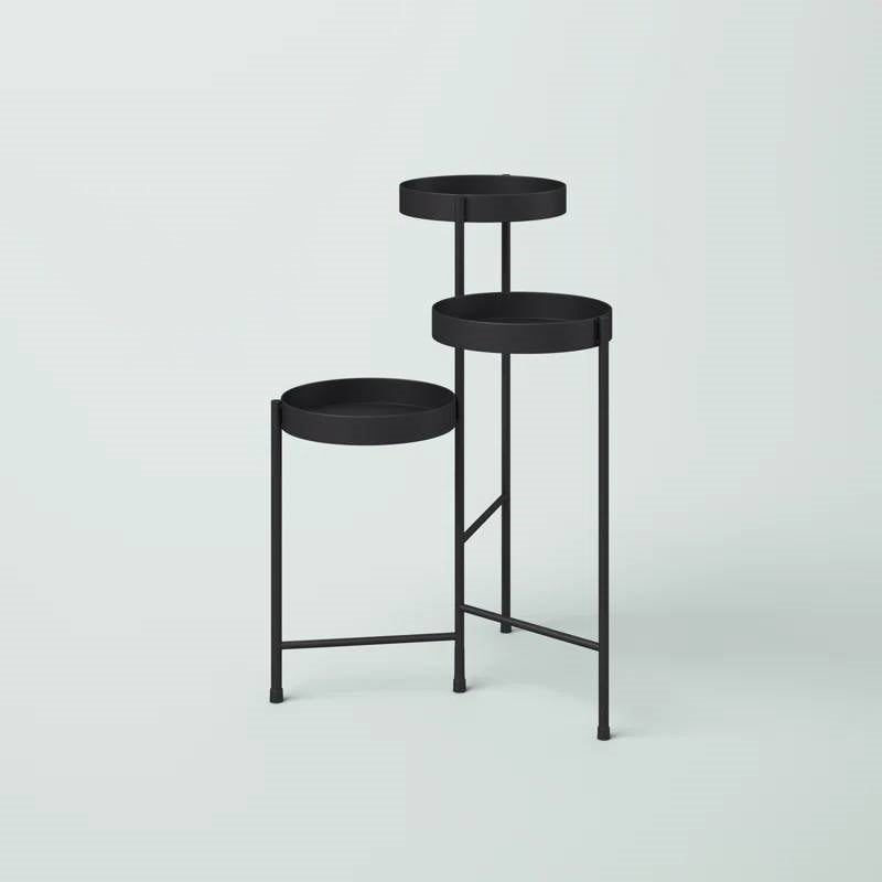 Modern Black Metal 3-Tier Flower Pot Plant Stand-3