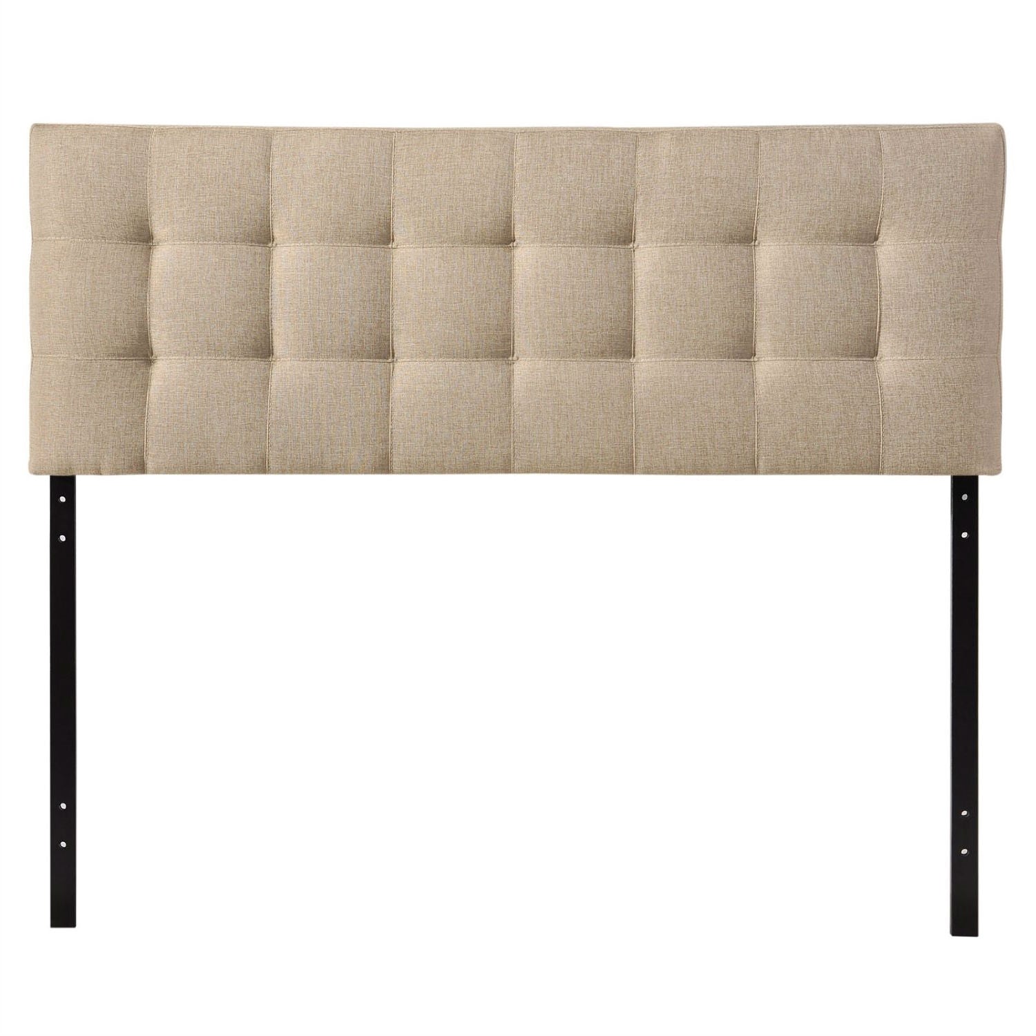 King size Beige Fabric Upholstered Headboard with Modern Tufting-0