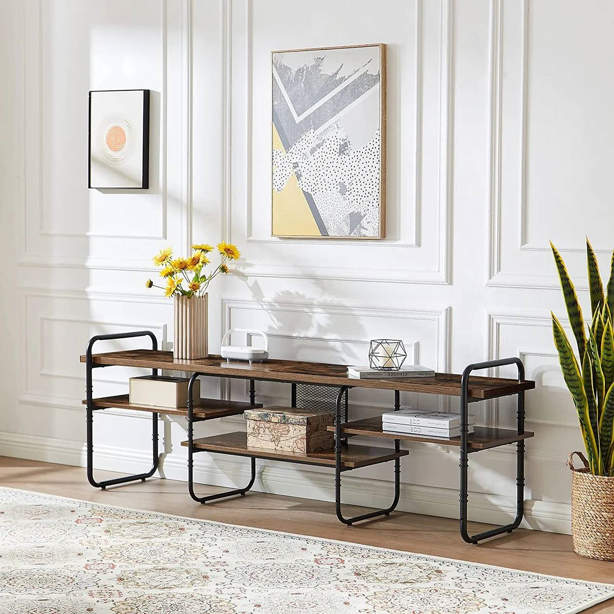 Modern Metal Wood Industrial Entertainment Center TV Stand for TV up to 65-inch-2