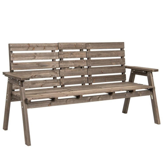 Farmhouse Outdoor Fir Wood Patio Garden Bench with Folding Center Table-0