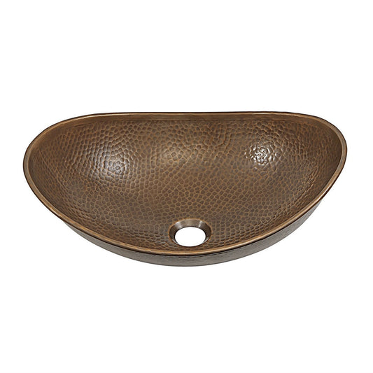 Hammered Copper Bath Vessel Sink Oval 19 x 14 inch-0