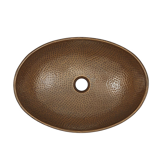Hammered Copper Bath Vessel Sink Oval 19 x 14 inch-1