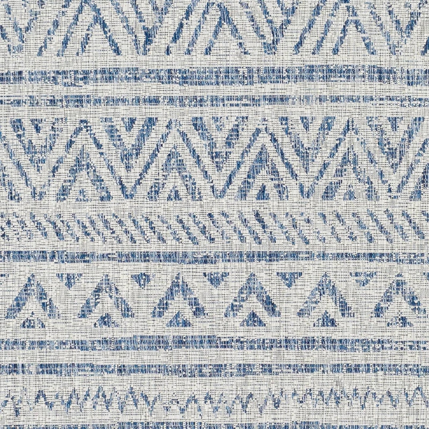5 ft. x 7.5 ft. Blue Grey Chevron Coastal Boho Style Indoor Outdoor Area Rug-2
