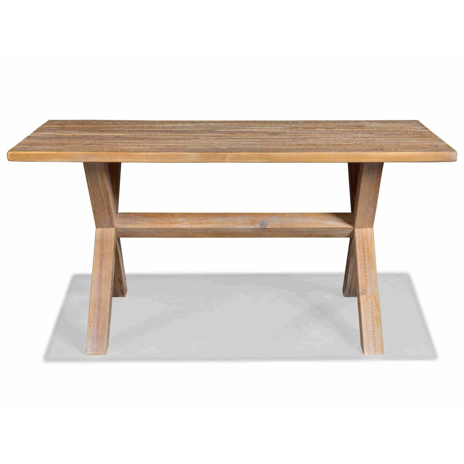Modern Farmhouse Solid Pine Wood Dining Table in Distressed Driftwood Finish-2