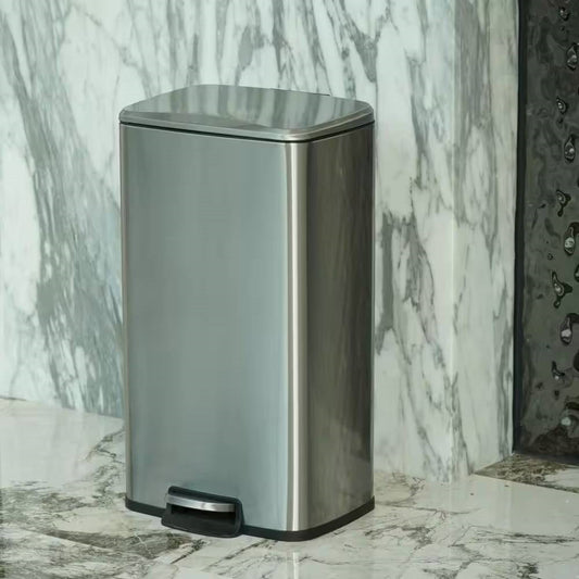8-Gallon Stainless Steel Kitchen Trash Can with Step-on Lid-1