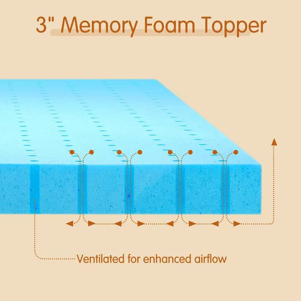 Full size 3-inch Thick High Density Memory Foam Mattress Topper-4