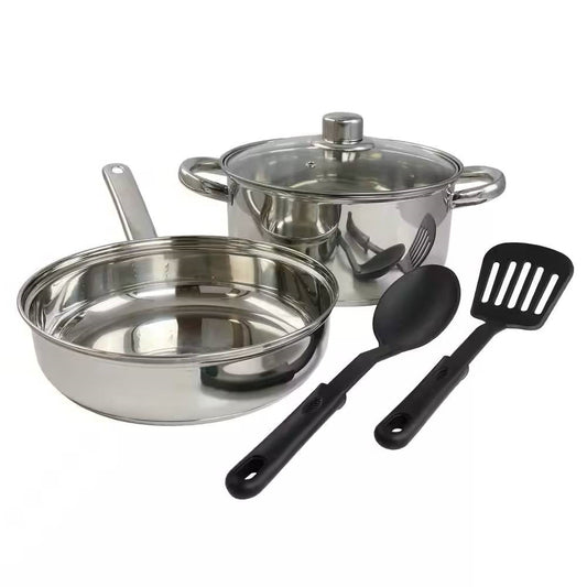 5-Piece Stainless Steel Cookware Set with 4-Qt. Dutch Oven Saucepan and Spatula-0