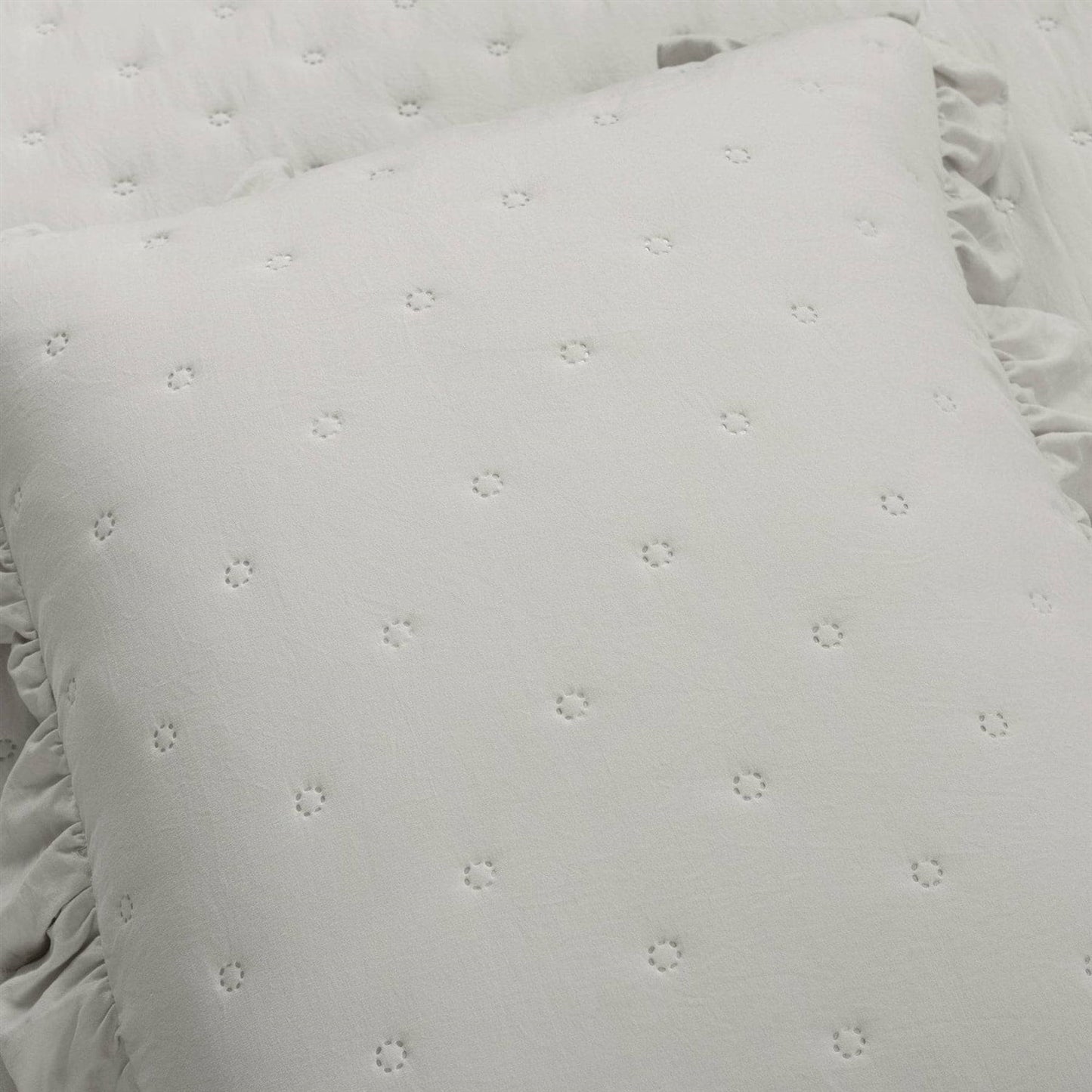 King Size Lightweight Grey Ruffle Reversible Oversized 3 Piece Quilt Set-3