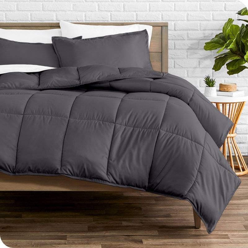 Full/Double Size All Season Super Soft Down Alternative Comforter Set Grey-0