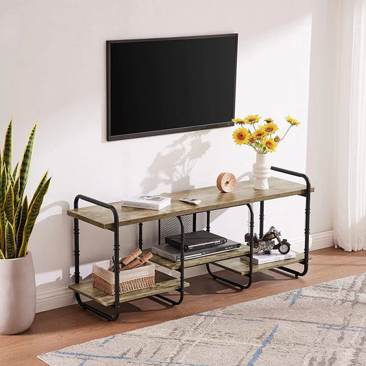 Modern Grey Wood and Metal Entertainment Center TV Stand for TV up to 60-inch-0