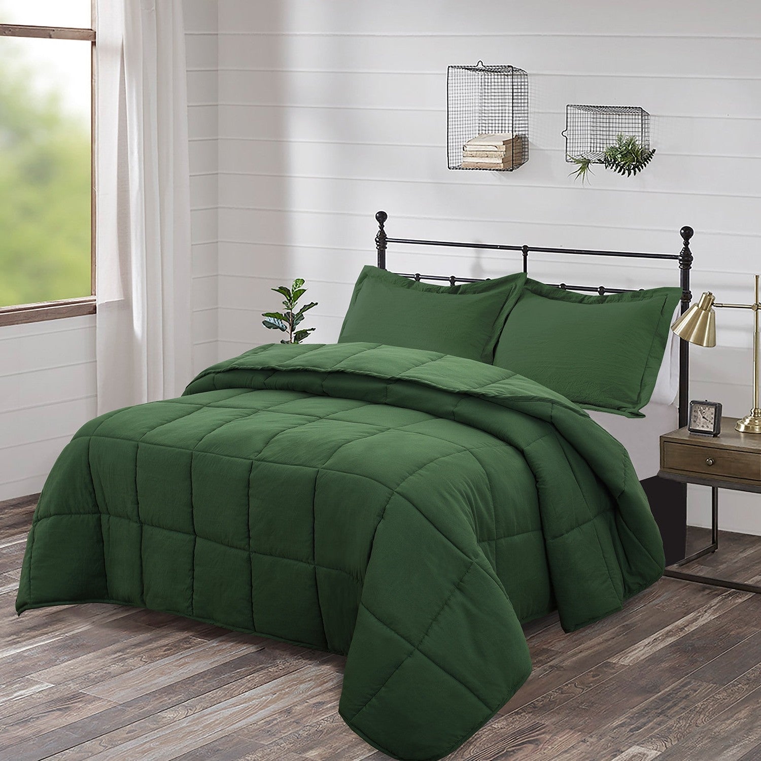 Twin Size Green 3 Piece Microfiber Reversible Comforter Set-1