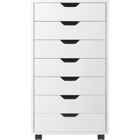 Modern Scandinavian Style 7-Drawer Storage Cabinet Chest in White Finish-1