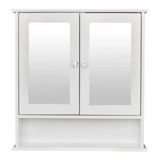 2-Door Wall Mounted Bathroom Medicine Cabinet with Mirror in White-0