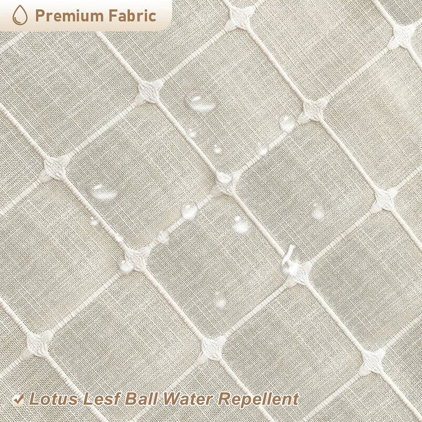 72-inch Farmhouse Beige Cotton Linen Blend Shower Curtain with Boho Tassels-2