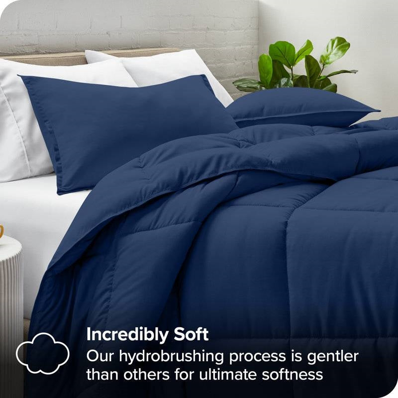 Full/Double size Super Soft Down Alternative Comforter Set in Navy Blue-2