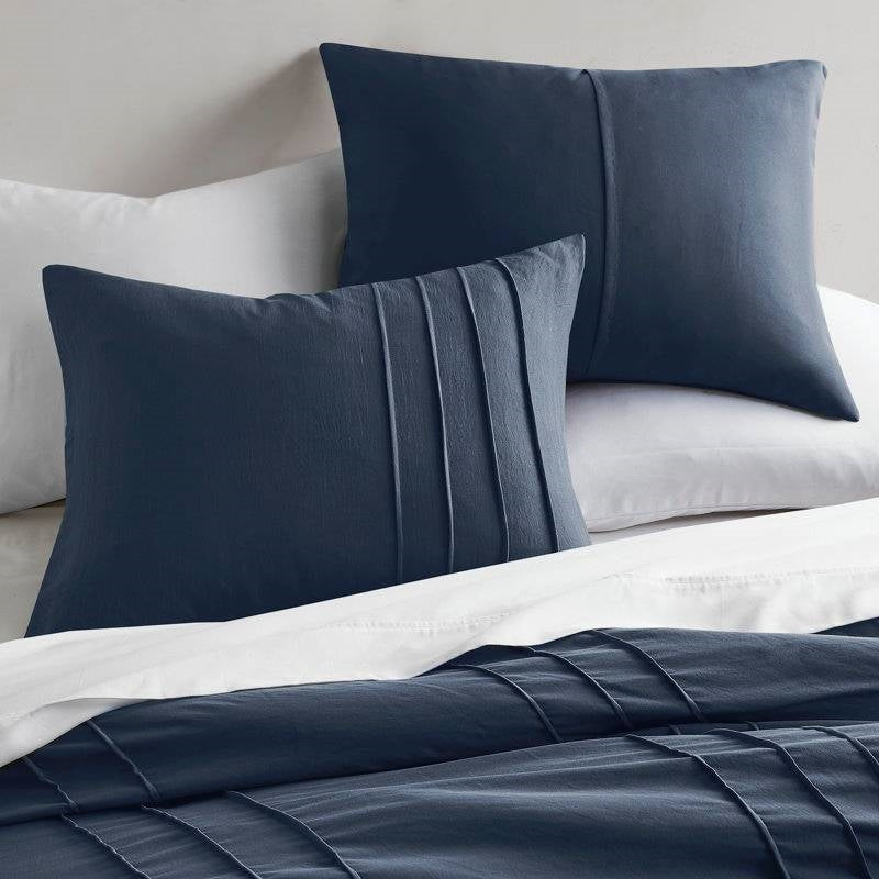 Twin/Twin XL Microfiber Pleated Bohemian style Pre-Washed Comforter Set in Navy-2