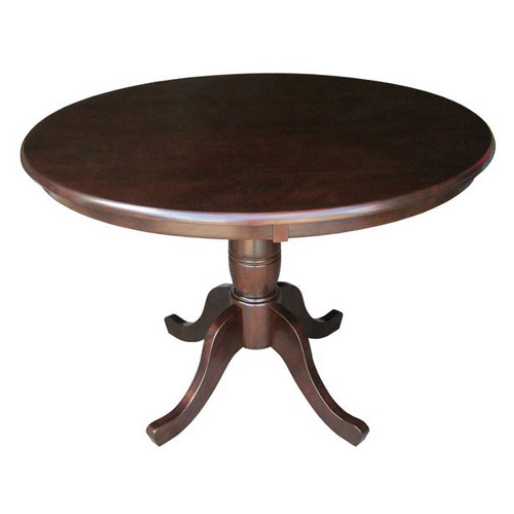 Round 36-inch Solid Wood Kitchen Dining Table in Rich Mocha-0