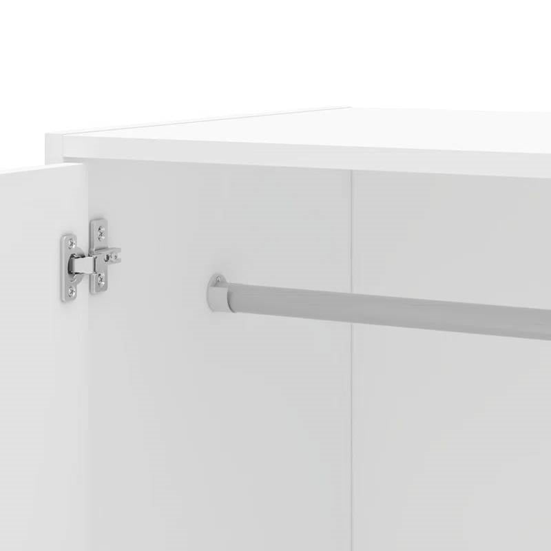 Modern White 2-Door Wardrobe Armoire Cabinet with Clothes Hanging Rod-2