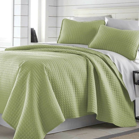 Twin/Twin XL Lightweight Sage Ultra Soft 2-Piece Microfiber Quilt Set-0