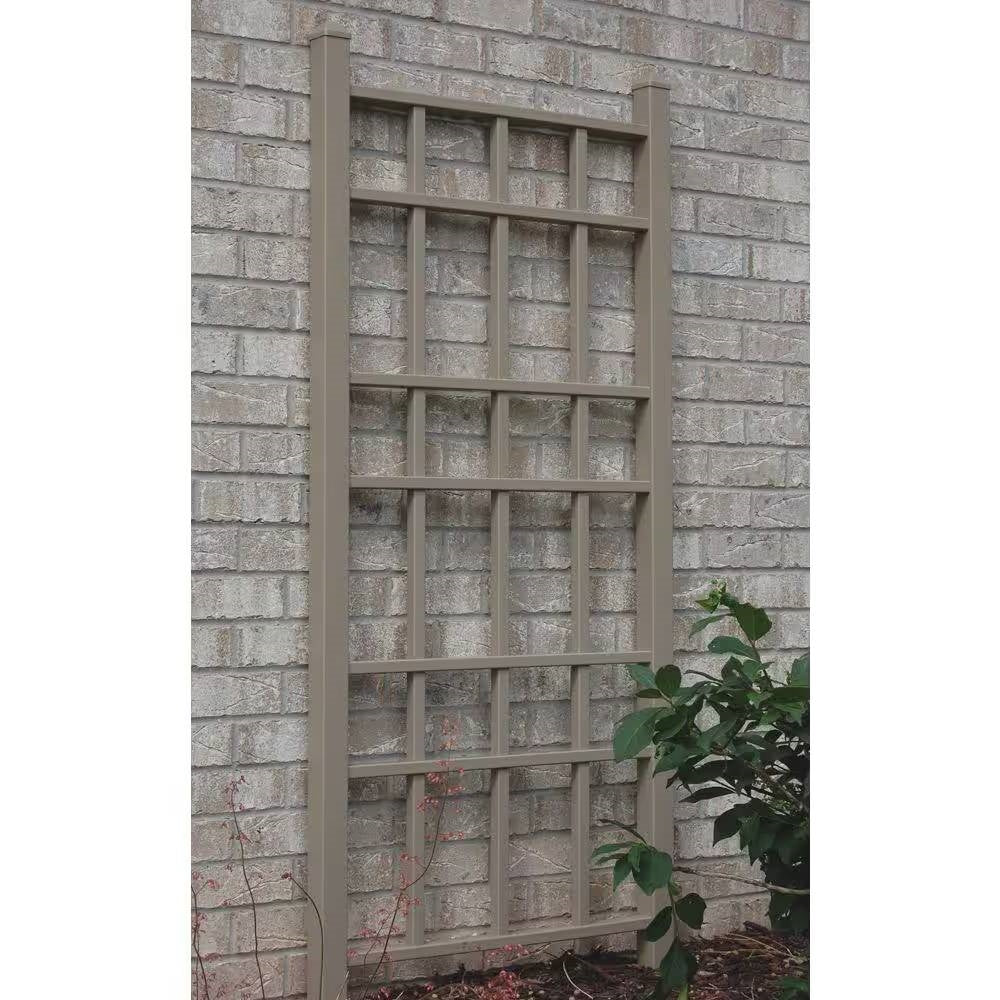 66-inch x 28-inch Outdoor PVC Vinyl Garden Trellis in Mocha Brown Tan-0
