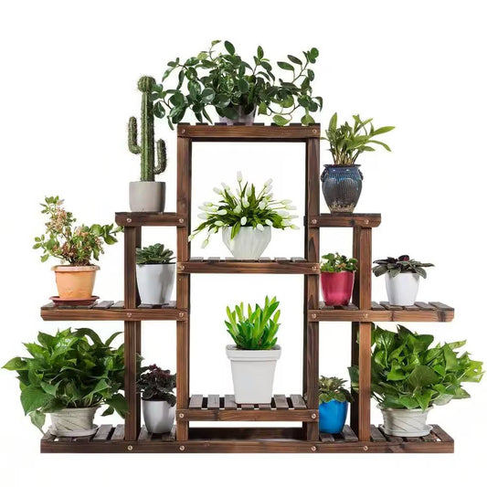 Modern Farmhouse 6-tier Wooden Bookcase Plant Stand Shelving Unit-0